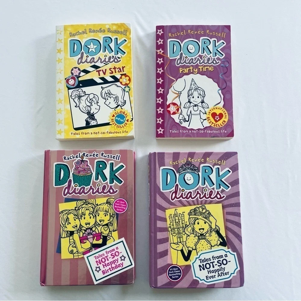Lot of 4 Girls' Books: Dork Diaries by Rachel Renee Russell